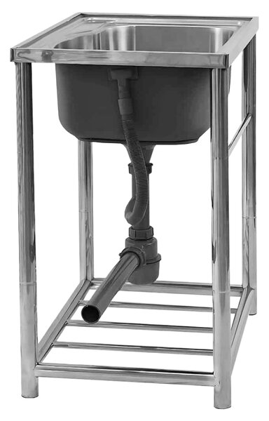 KONDELA Nerezový drez so sifónom, 61x46 cm, INOX NEW
