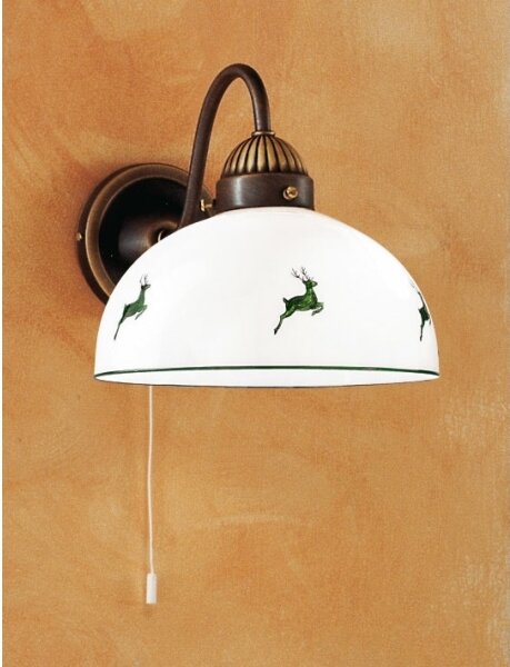 Kolarz 731.61.100 - Nástenná lampa NONNA 1xE27/75W/230V hnedá/jelene zelená