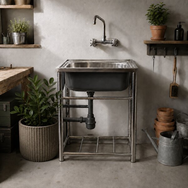 KONDELA Nerezový drez so sifónom, 61x46 cm, INOX NEW