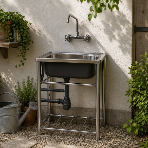 KONDELA Nerezový drez so sifónom, 61x46 cm, INOX NEW