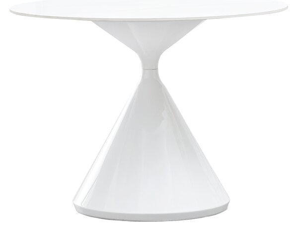 KONDELA Jedálenský stôl, svetlý mramor/biela, priemer 100 cm, VALER TYP 2