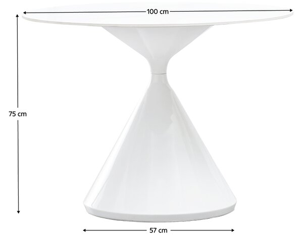 KONDELA Jedálenský stôl, svetlý mramor/biela, priemer 100 cm, VALER TYP 2