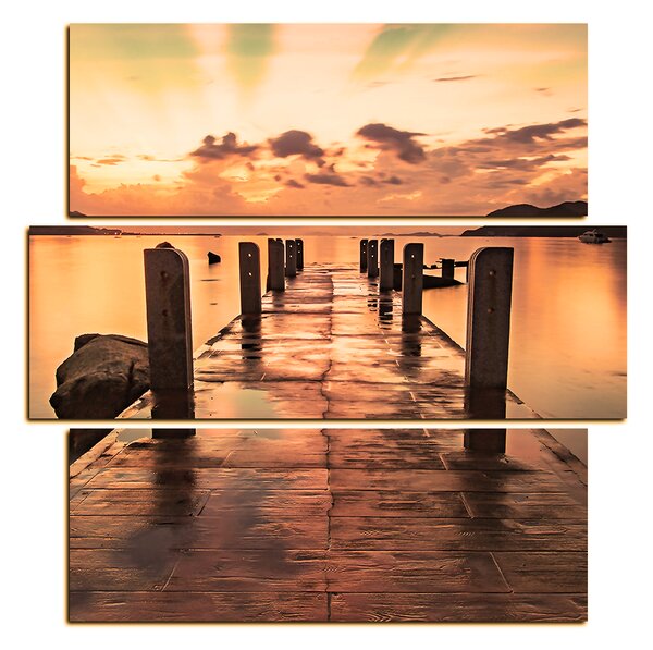 Obraz na plátne - Krásny západ slnka nad jazerom - štvorec 3164FD (75x75 cm)