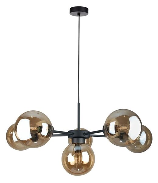 Luster na lanku KALIOPE II 6xE14/50W/230V čierna/dymová béžová