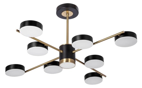 LED Luster na tyči 8xLED/7W/230V + LED/6W 3000-6000K pr. 77 cm zlatá/čierna