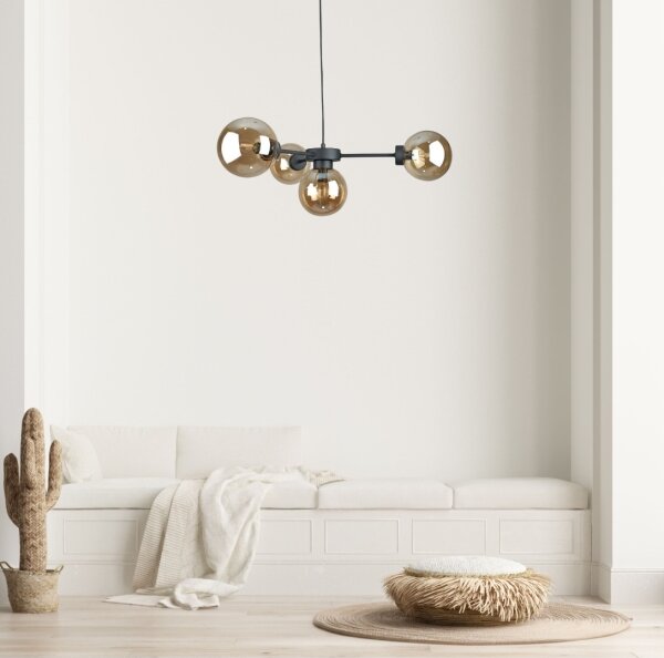 Luster na lanku KALIOPE II 4xE14/50W/230V čierna/dymová béžová