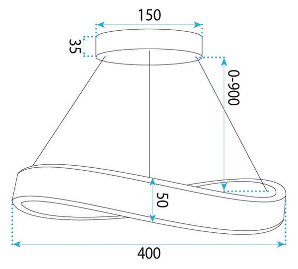 Toolight Toolight, LED závesné svietidlo, 40cm, 35W, 4000K, 3000lm, SWE065-CP, zlatá matná, OSW-20165
