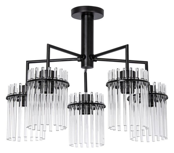 Luster na tyči 5xE27/60W/230V čierna/číra