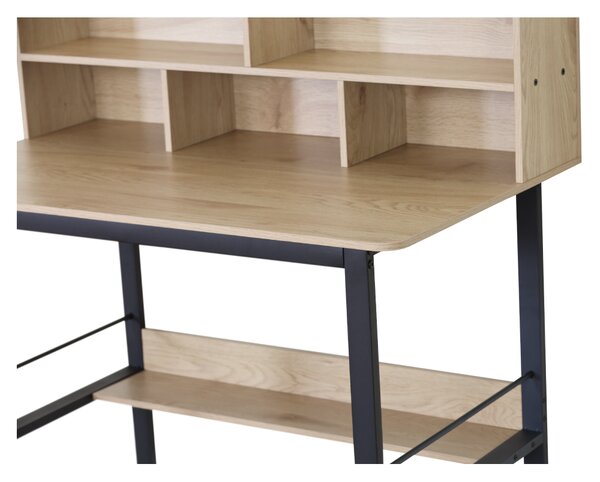 KONDELA Písací stôl s policou, dub/čierna, TAMIS