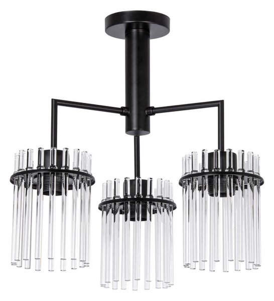 Luster na tyči 3xE27/60W/230V čierna/číra