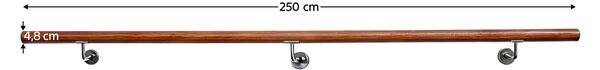 KONDELA Madlo/zábradlie, masívne drevo, hnedá, 250 cm, MANEL TYP 4