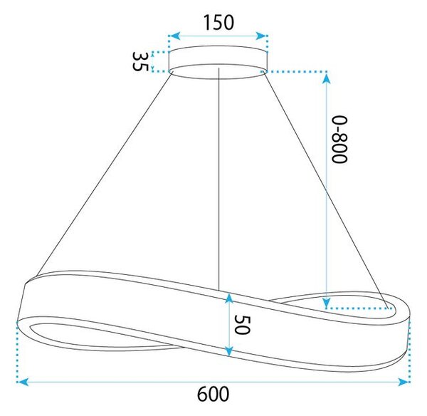 Toolight Toolight, LED závesné svietidlo, 60cm, 50W, 4000K, SWE066-CP, 4000lm, zlatá lesklá, OSW-20166