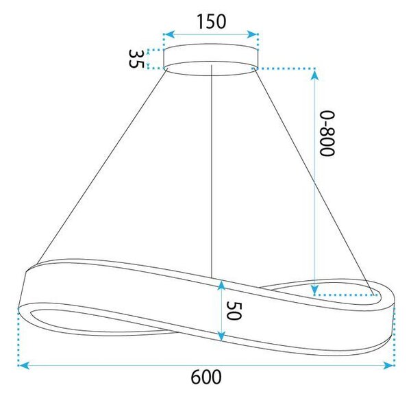 Toolight Toolight, LED závesné svietidlo, 60cm, 50W, 4000K, 4000lm, SWE067-CP, zlatá matná, OSW-20167