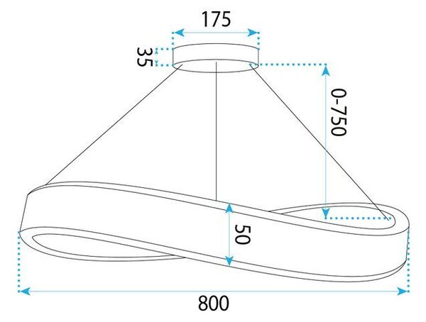 Toolight Toolight, LED závesné svietidlo, 80cm, 70W, 4000K, 5000lm, SWE069-CP, zlatá matná, OSW-30231