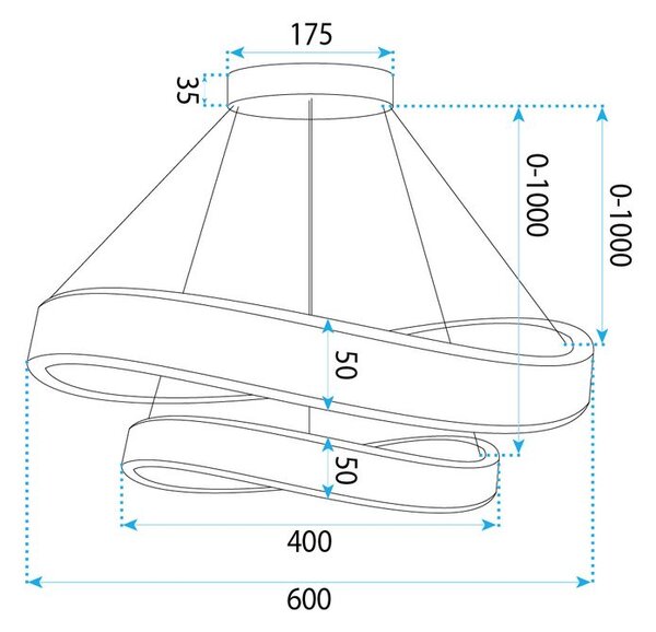 Toolight Toolight, LED závesné svietidlo, 60cm, 70W, 4000K, 5000lm SWE063-CP, zlatá lesklá, OSW-20163