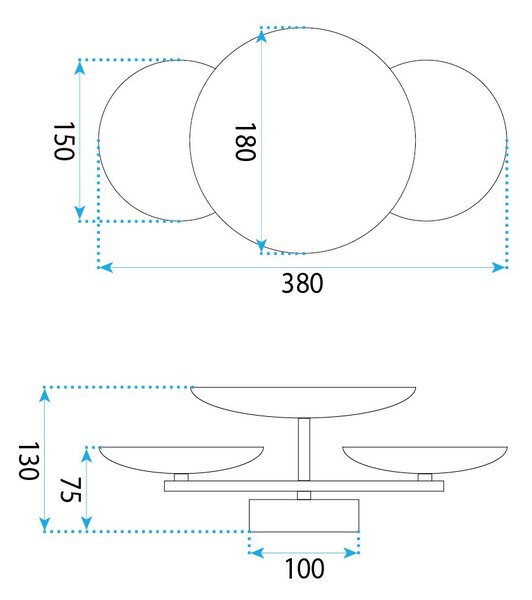 Toolight Toolight, LED nástenné svietidlo, 38cm, 12W, 4000K, 1000lm, SWE072-W, zlatá lesklá, OSW-30201