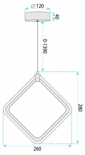 Toolight Toolight, LED závesné svietidlo, 10W, 3000K, 1500lm, LHJ127-1CP, chrómová, OSW-03282