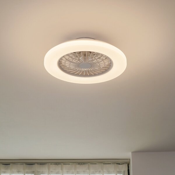 Stropný ventilátor Vedin LED, Ø 49 cm, biely, CCT - Lindby Lindby, Vedin, stmievateľné, Biela, Obývacia izba, Plast, Moderný