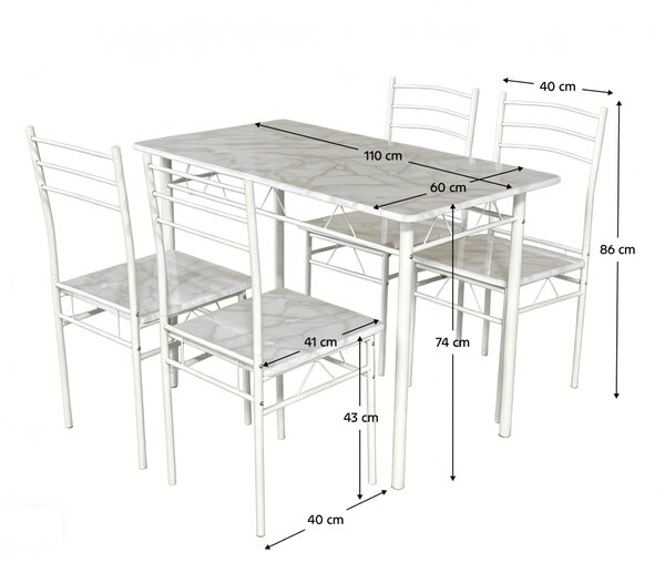 KONDELA Jedálenský set 1+4, mramor/kašmír, MAKO