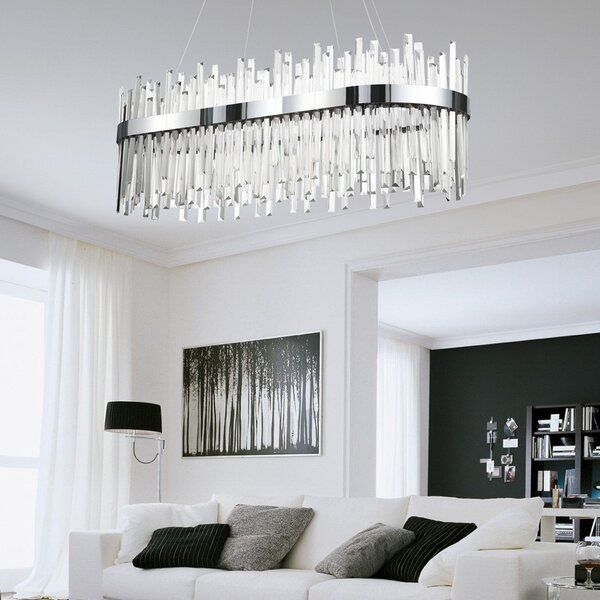 TooLight Závěsný LED křišťálový lustr APP1514-CP80 stříbrný/neutrální bílá