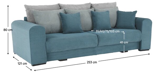 KONDELA Extra priestranná pohovka, modrá/mentolová/svetlosivá, GILEN BIG SOFA