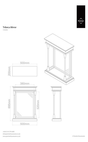 Nástenné zrkadlo s dreveným rámom 50x70 cm Tribeca – Premier Housewares