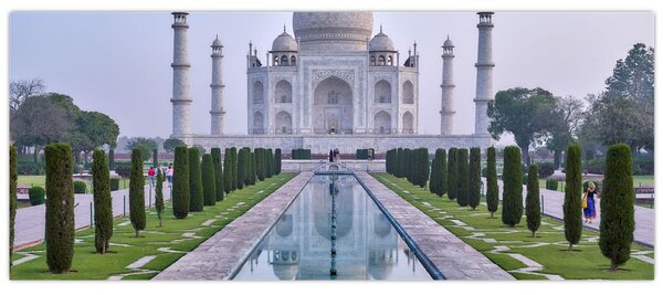 Obraz - Taj Mahal za východu slnka (120x50 cm)