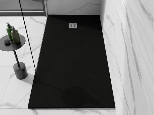 Mexen Stone+, obdĺžniková vanička z minerálneho kompozitu 160 x 70 cm, čierna matná, 44707016