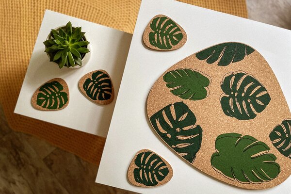 KORKII, Korkové prestieranie MONSTERA - sada 3 kusov, 050455