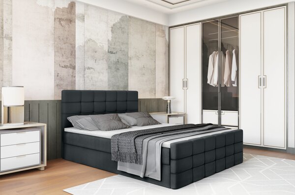 KONDELA Boxspringová posteľ, 140x200, sivá, BEST