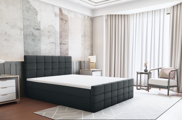 KONDELA Boxspringová posteľ, 140x200, sivá, BEST