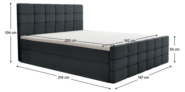 KONDELA Boxspringová posteľ, 140x200, sivá, BEST