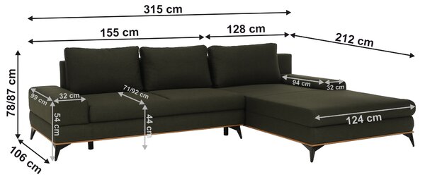 KONDELA Sedacia súprava, zelená, látka, pravá, SELBY