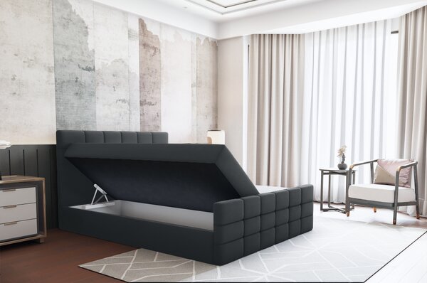 KONDELA Boxspringová posteľ, 140x200, sivá, BEST