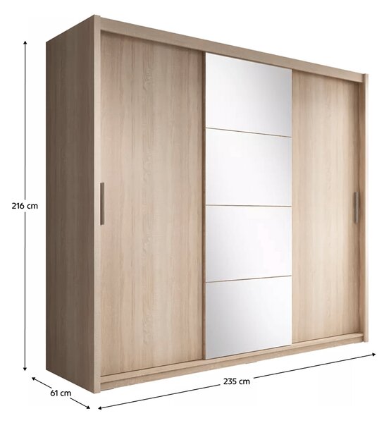 KONDELA Skriňa s posuvnými dverami, dub sonoma, 235x216, CHIARA