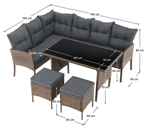 KONDELA Záhradný ratanový set, prírodná/svetlosivá, RANDI