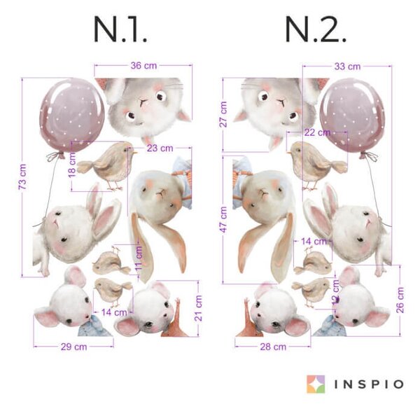 INSPIO-textilná prelepiteľná nálepka - Nálepky na stenu - Akvarelové zvieratká okolo dverí do detskej izby