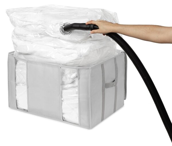 Vákuový/vystužený látkový úložný box na oblečenie 56x42x33 cm Granit – Compactor