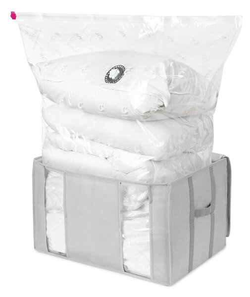 Vákuový/vystužený látkový úložný box na oblečenie 56x42x33 cm Granit – Compactor