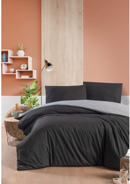Čierno-sivé bavlnené obliečky na dvojlôžko/predĺžené s plachtou 200x220 cm - Mila Home