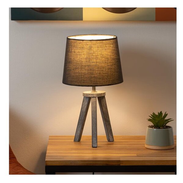 Atmosphera - Stolná lampa MINI 1xE14/25W/230V borovica/šedá
