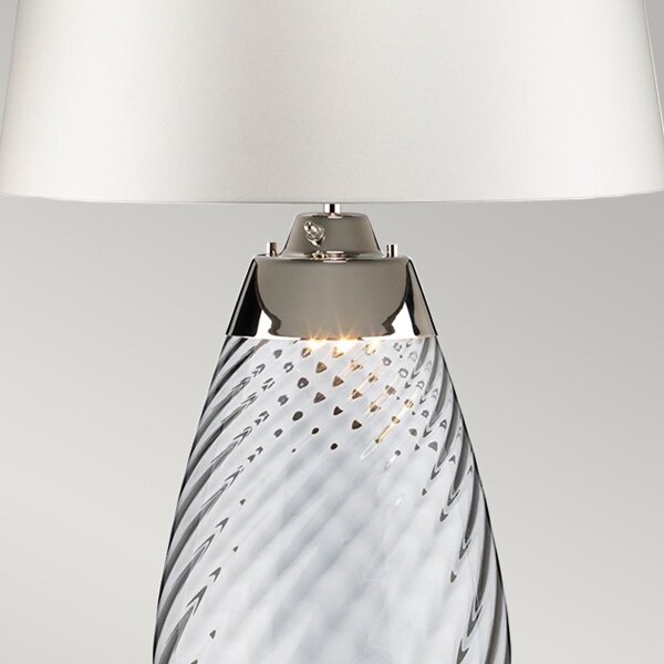 Elstead LENA-TL-L-SMOKE-OWSS - LED Stolná lampa LENA 1xE27/40W/230V 74 cm biela