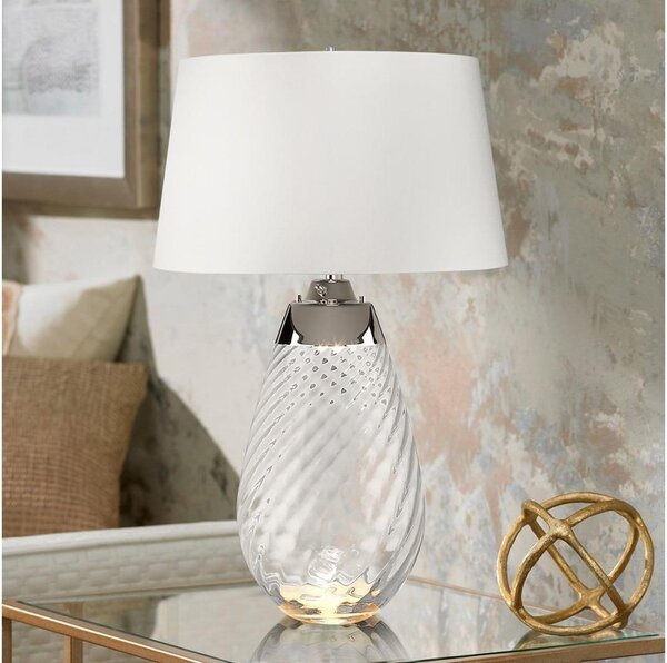 Elstead LENA-TL-L-SMOKE-OWSS - LED Stolná lampa LENA 1xE27/40W/230V 74 cm biela