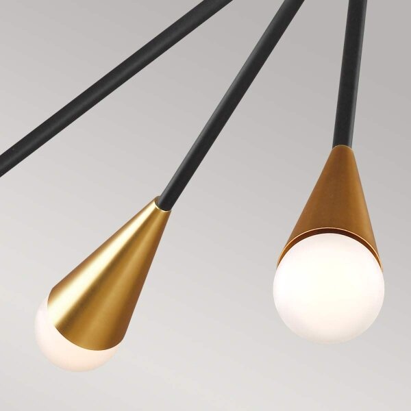 Feiss FE-JAX10-MB - LED Luster na tyči JAX 10xG9/3W/230V čierna/zlatá