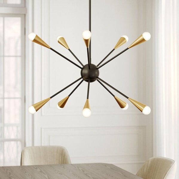 Feiss FE-JAX10-MB - LED Luster na tyči JAX 10xG9/3W/230V čierna/zlatá