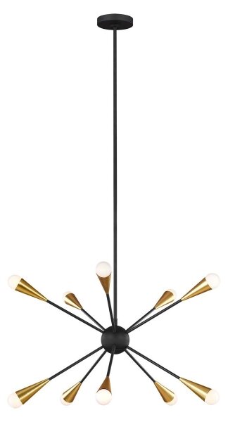 Feiss FE-JAX10-MB - LED Luster na tyči JAX 10xG9/3W/230V čierna/zlatá