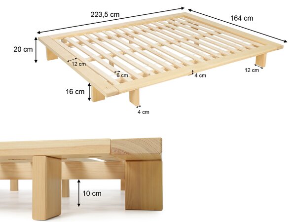 Japonská manželská posteľ 140x200 Yuka - borovica