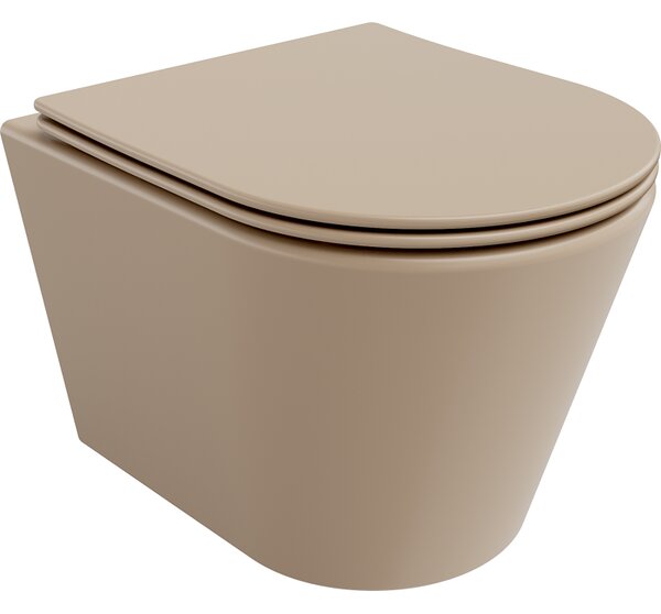 Mexen Rico WC misa Rimless s pomaly zatvárajúcim sa slim sedátkom, duroplast, cappuccino mat - 30724064
