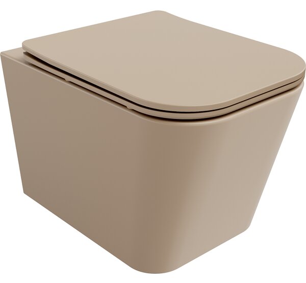 Mexen Teo Rimless, závesná wc misa 51x34,5x34 cm so sedátkom s pomalým dopadom z duroplastu, cappuccino matná, 30854064