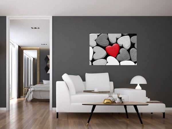 Obraz drevených srdiečok (90x60 cm)
